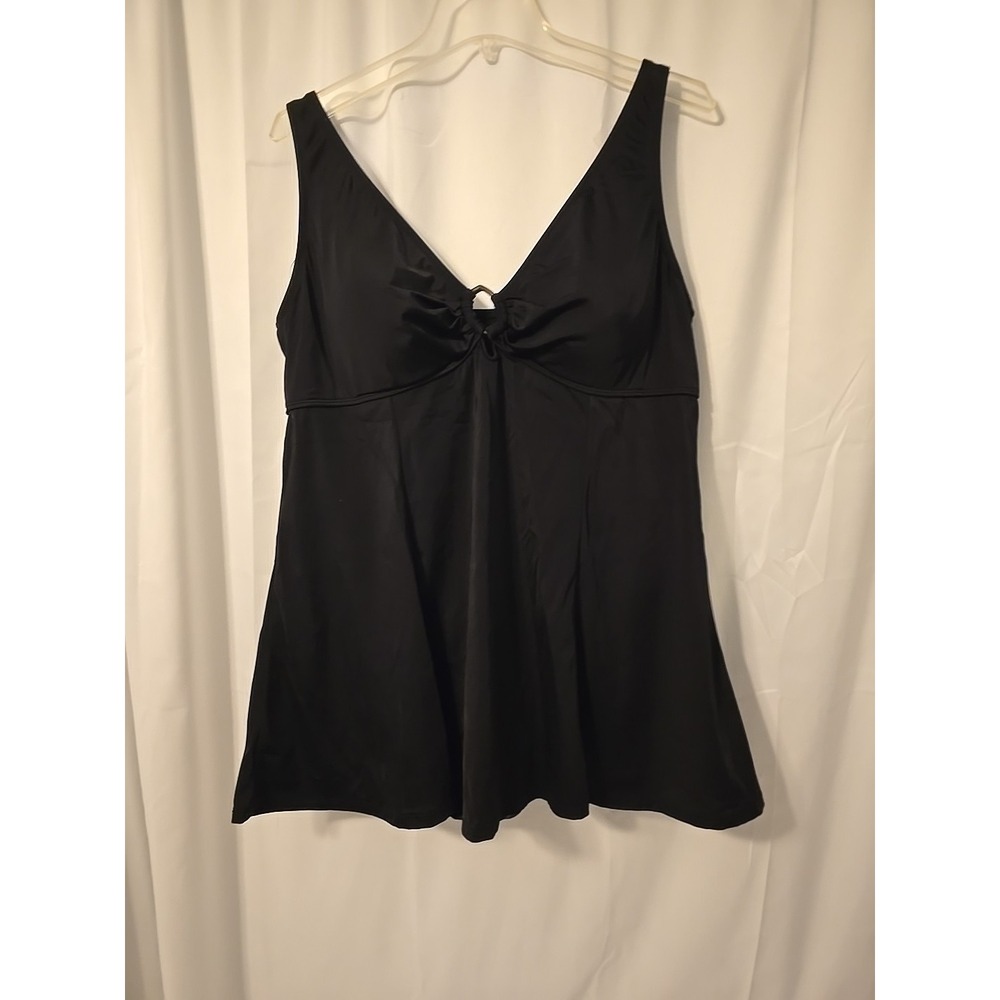 A Shore Fit Women's Swim Dress Black Lined Built In Bra Size 20 W